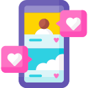Smartphone with like and heart icons symbolizing social media integration