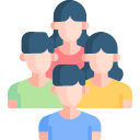 Group of diverse people icon representing human responses to social messages